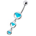 Fancy  Studded Dangling Navel Belly Ring - Monster Piercing