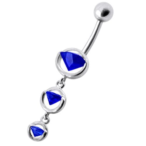 Fancy  Studded Dangling Navel Belly Ring - Monster Piercing