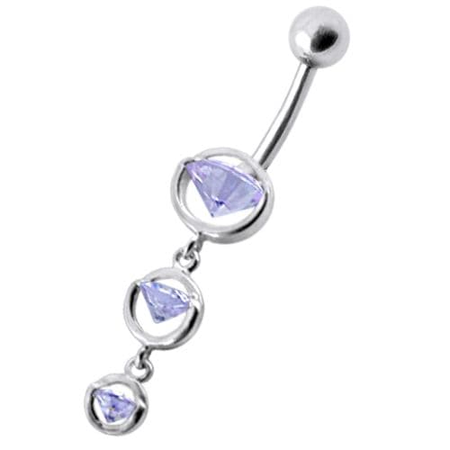 Fancy  Studded Dangling Navel Belly Ring - Monster Piercing