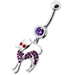 Fancy Jeweled Cat Dangling Navel Bar - Monster Piercing