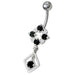 Silver Fancy Jeweled Dangling Belly Navel Ring Body Jewelry - Monster Piercing