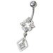 Silver Fancy Jeweled Dangling Belly Navel Ring Body Jewelry - Monster Piercing