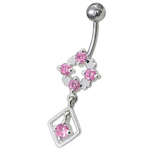 Silver Fancy Jeweled Dangling Belly Navel Ring Body Jewelry - Monster Piercing