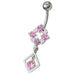 Silver Fancy Jeweled Dangling Belly Navel Ring Body Jewelry - Monster Piercing