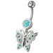 Fancy Jeweled Butterfly Dangling Navel Body Ring - Monster Piercing