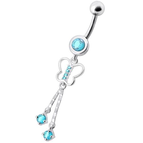 Fancy Dangling SS Banana Bar Navel Belly Button Ring - Monster Piercing