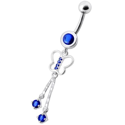 Fancy Dangling SS Banana Bar Navel Belly Button Ring - Monster Piercing