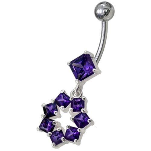 Fancy Dangling SS Banana Navel Belly Ring Body Jewelry - Monster Piercing