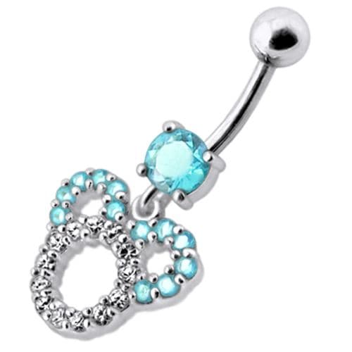 Fancy  Silver Dangling Belly Navel Ring - Monster Piercing