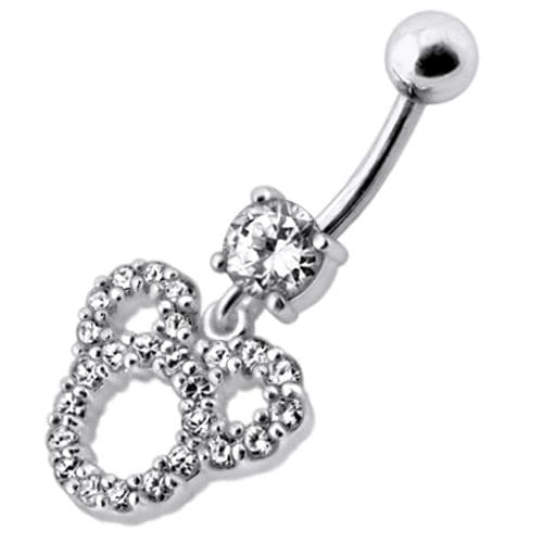 Fancy  Silver Dangling Belly Navel Ring - Monster Piercing