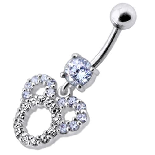 Fancy  Silver Dangling Belly Navel Ring - Monster Piercing