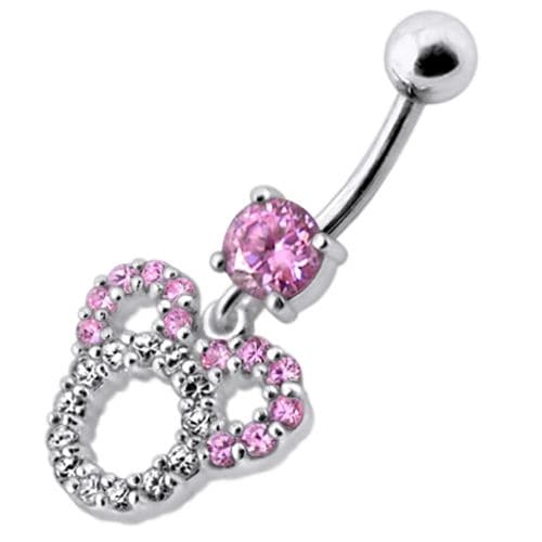 Fancy  Silver Dangling Belly Navel Ring - Monster Piercing