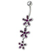 Fancy  Silver Dangling Navel Belly Ring - Monster Piercing