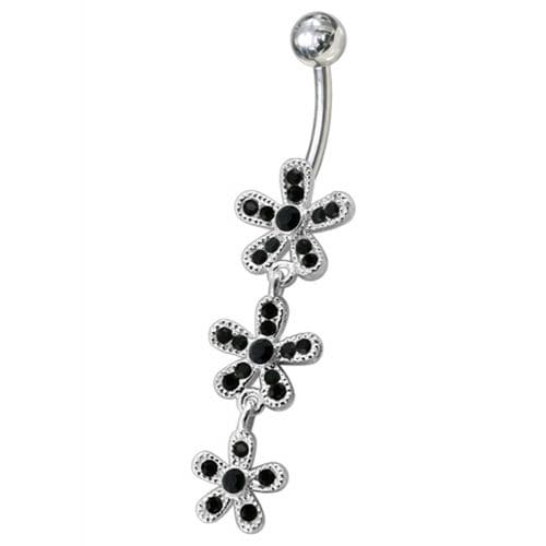 Fancy  Silver Dangling Navel Belly Ring - Monster Piercing