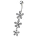 Fancy  Silver Dangling Navel Belly Ring - Monster Piercing