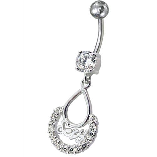 Fancy Silver SEXY Dangling Belly Navel Body Jewelry Ring - Monster Piercing