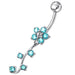 Fancy  Silver Flower Dangling Belly Ring - Monster Piercing