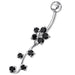 Fancy  Silver Flower Dangling Belly Ring - Monster Piercing