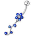 Fancy  Silver Flower Dangling Belly Ring - Monster Piercing