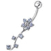 Fancy  Silver Flower Dangling Belly Ring - Monster Piercing