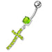 Sterling silver Jeweled Cross Dangling Navel Ring - Monster Piercing