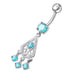 Fancy Jeweled Chandelier Dangling Belly Ring - Monster Piercing