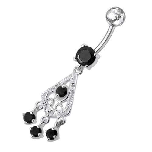 Fancy Jeweled Chandelier Dangling Belly Ring - Monster Piercing