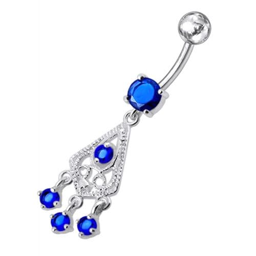 Fancy Jeweled Chandelier Dangling Belly Ring - Monster Piercing