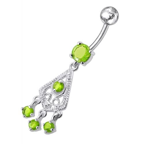 Fancy Jeweled Chandelier Dangling Belly Ring - Monster Piercing