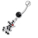 Fancy CZ Jeweled Silver mickey Doll Dangling Belly Navel Ring - Monster Piercing