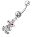 Fancy CZ Jeweled Silver mickey Doll Dangling Belly Navel Ring - Monster Piercing