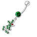 Fancy CZ Jeweled Silver mickey Doll Dangling Belly Navel Ring - Monster Piercing