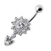 Royal Heart Stone Jeweled Dangling Navel Belly Ring - Monster Piercing