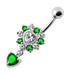 Royal Heart Stone Jeweled Dangling Navel Belly Ring - Monster Piercing