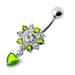 Royal Heart Stone Jeweled Dangling Navel Belly Ring - Monster Piercing