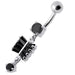 Fancy  Silver Dangling SS Bar Banana Belly Ring - Monster Piercing