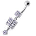 Fancy  Silver Dangling SS Bar Banana Belly Ring - Monster Piercing