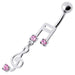 Fancy Jeweled Silver music Dangling Curved Bar Navel Ring - Monster Piercing