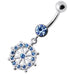 Fancy CZ Jeweled Life Of Circle Dangling Banana Navel Belly Ring - Monster Piercing