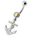 Fancy Jeweled Anchor Dangling Belly Ring - Monster Piercing