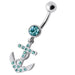 Fancy Jeweled Anchor Dangling Belly Ring - Monster Piercing