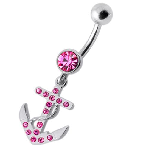 Fancy Jeweled Anchor Dangling Belly Ring - Monster Piercing