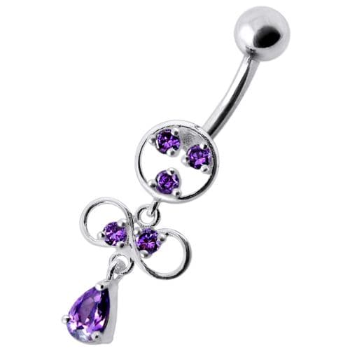 Fancy CZ Jeweled infinity logo Dangling Belly Navel Ring - Monster Piercing