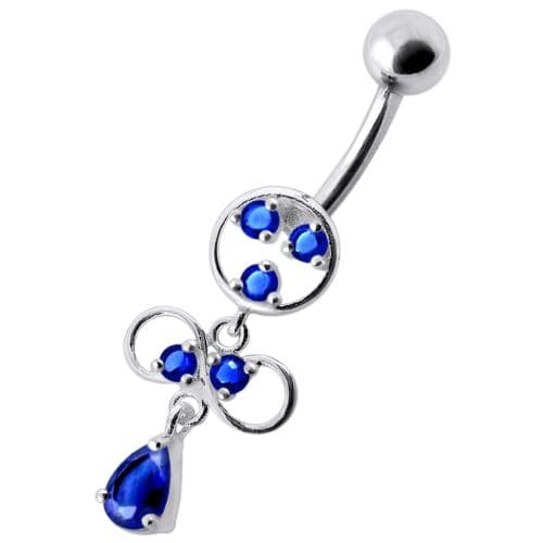 Fancy CZ Jeweled infinity logo Dangling Belly Navel Ring - Monster Piercing