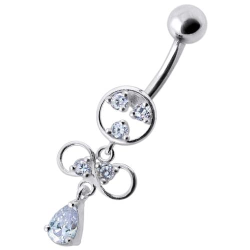 Fancy CZ Jeweled infinity logo Dangling Belly Navel Ring - Monster Piercing