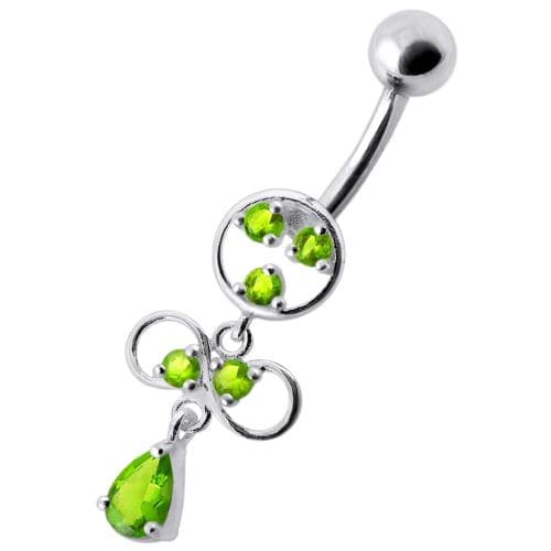 Fancy CZ Jeweled infinity logo Dangling Belly Navel Ring - Monster Piercing