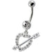 Fancy Jeweled Arrow In Heart Dangling Navel Ring - Monster Piercing