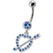 Fancy Jeweled Arrow In Heart Dangling Navel Ring - Monster Piercing