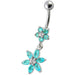 Fancy Flower Dangling Navel Ring - Monster Piercing