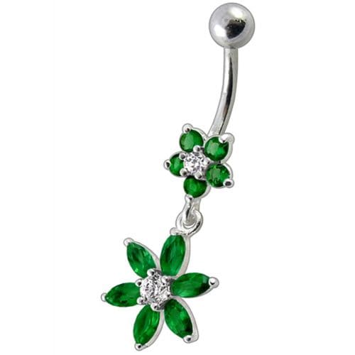 Fancy Flower Dangling Navel Ring - Monster Piercing